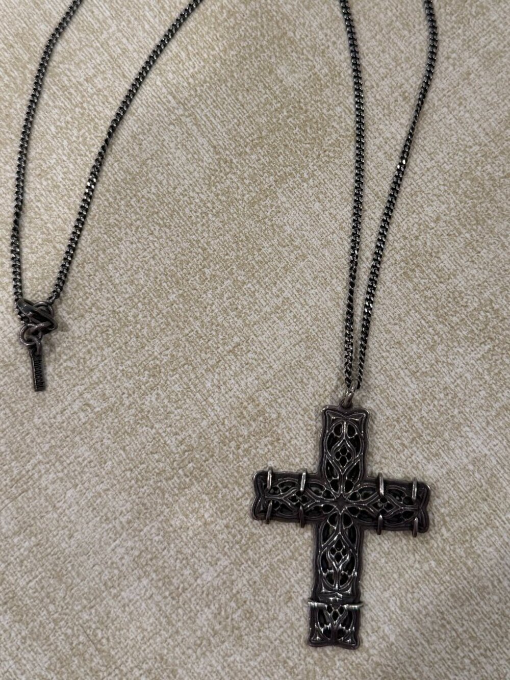 Emanuele Bicocchi Gunmetal Gothic Cross Pendant Necklace